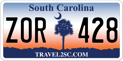 SC license plate ZOR428