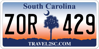 SC license plate ZOR429