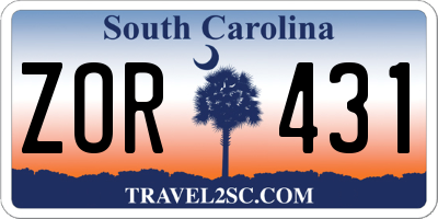 SC license plate ZOR431
