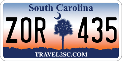 SC license plate ZOR435