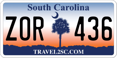 SC license plate ZOR436