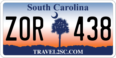 SC license plate ZOR438