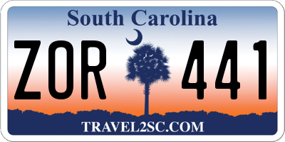 SC license plate ZOR441