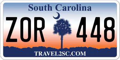 SC license plate ZOR448