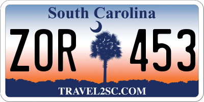 SC license plate ZOR453
