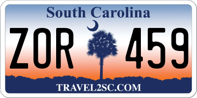SC license plate ZOR459