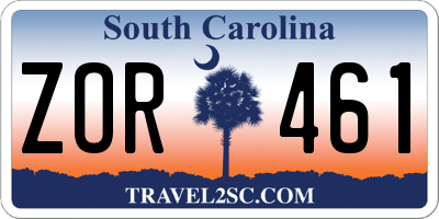 SC license plate ZOR461