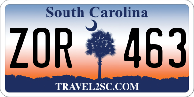 SC license plate ZOR463