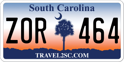SC license plate ZOR464