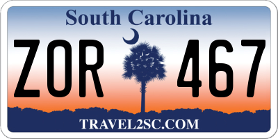 SC license plate ZOR467
