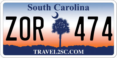 SC license plate ZOR474