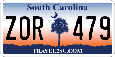SC license plate ZOR479