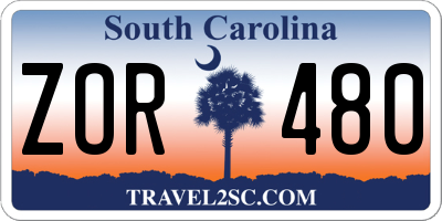SC license plate ZOR480