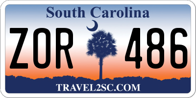 SC license plate ZOR486