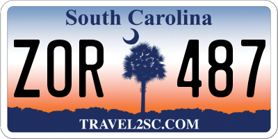 SC license plate ZOR487