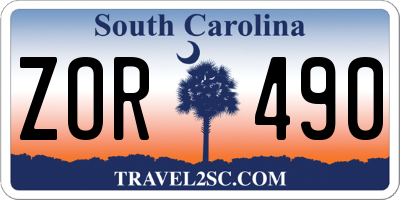 SC license plate ZOR490