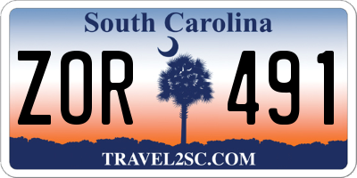 SC license plate ZOR491