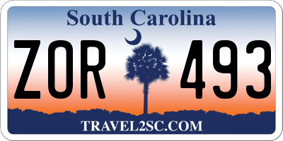 SC license plate ZOR493