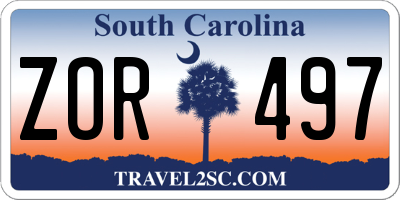 SC license plate ZOR497
