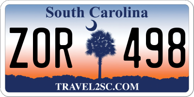 SC license plate ZOR498