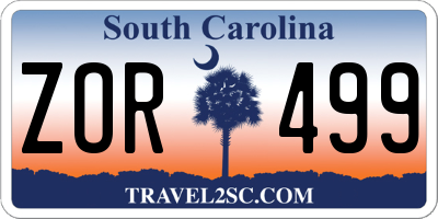 SC license plate ZOR499