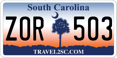 SC license plate ZOR503