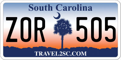 SC license plate ZOR505