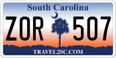 SC license plate ZOR507