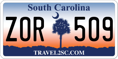 SC license plate ZOR509