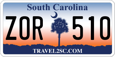 SC license plate ZOR510