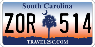 SC license plate ZOR514