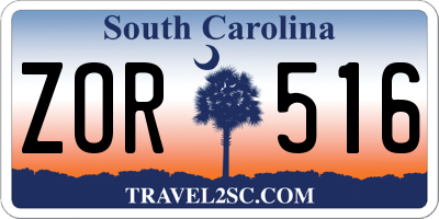SC license plate ZOR516