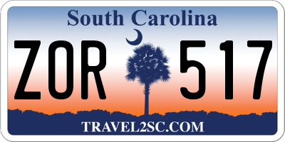 SC license plate ZOR517