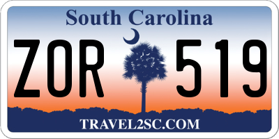 SC license plate ZOR519