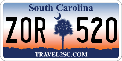 SC license plate ZOR520