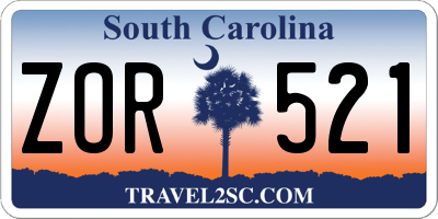 SC license plate ZOR521