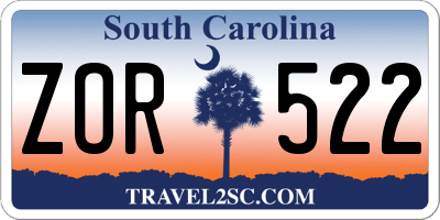 SC license plate ZOR522