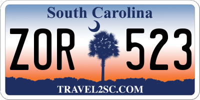 SC license plate ZOR523