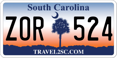 SC license plate ZOR524