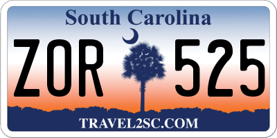 SC license plate ZOR525