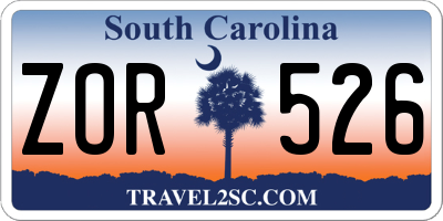 SC license plate ZOR526