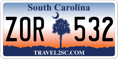SC license plate ZOR532
