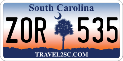 SC license plate ZOR535