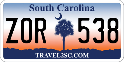 SC license plate ZOR538