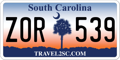 SC license plate ZOR539