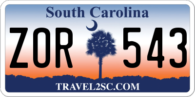 SC license plate ZOR543