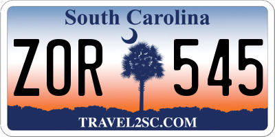 SC license plate ZOR545