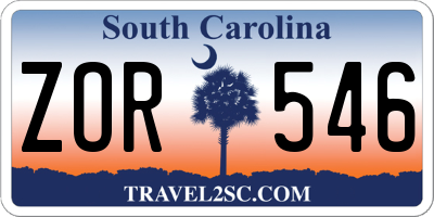 SC license plate ZOR546