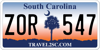 SC license plate ZOR547