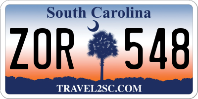 SC license plate ZOR548